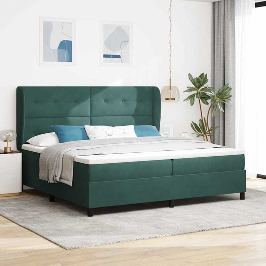 Letto a molle con testiera Verde Scuro 200 x 200 cm Velluto | homemem39