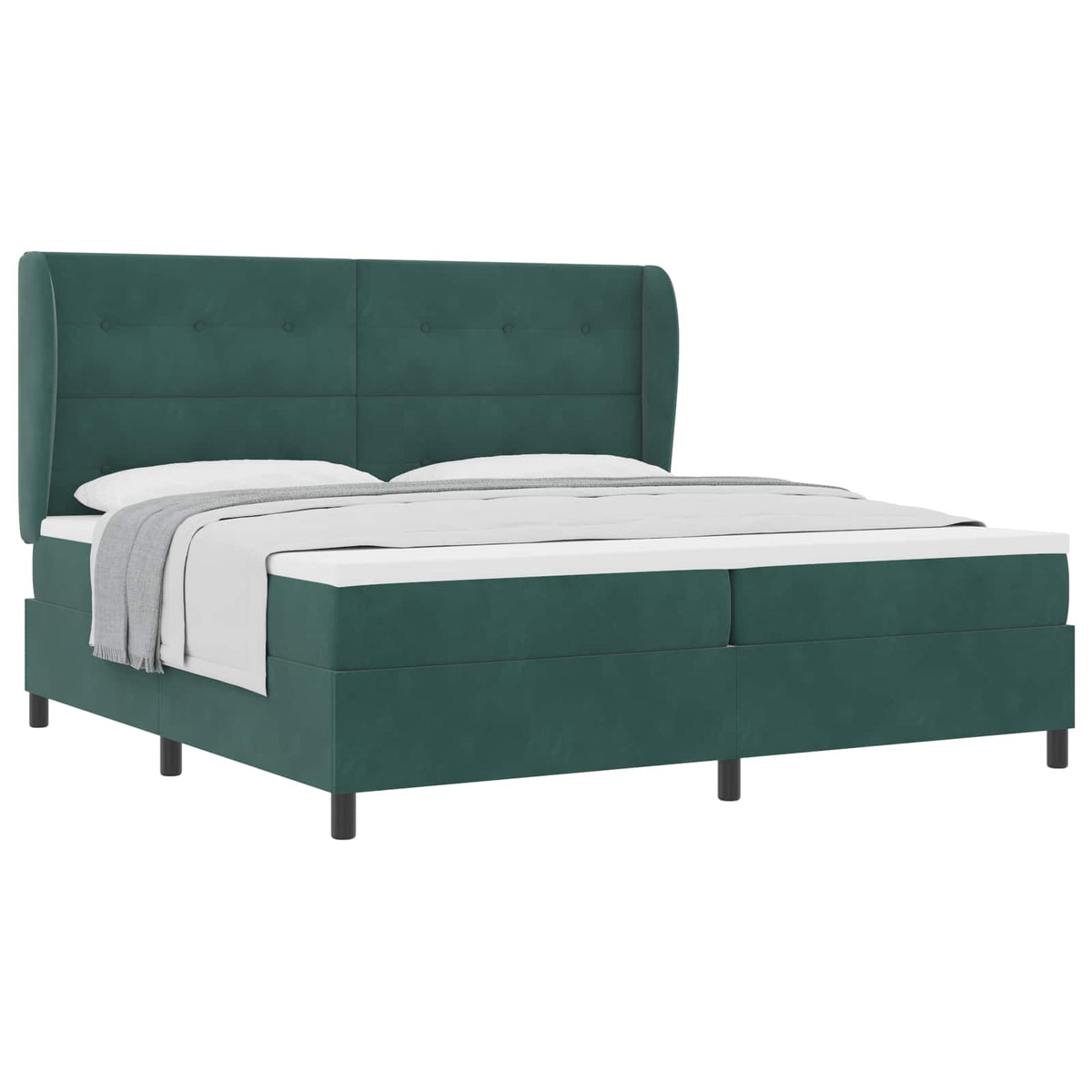 Letto a molle con testiera Verde Scuro 200 x 200 cm Velluto | homemem39