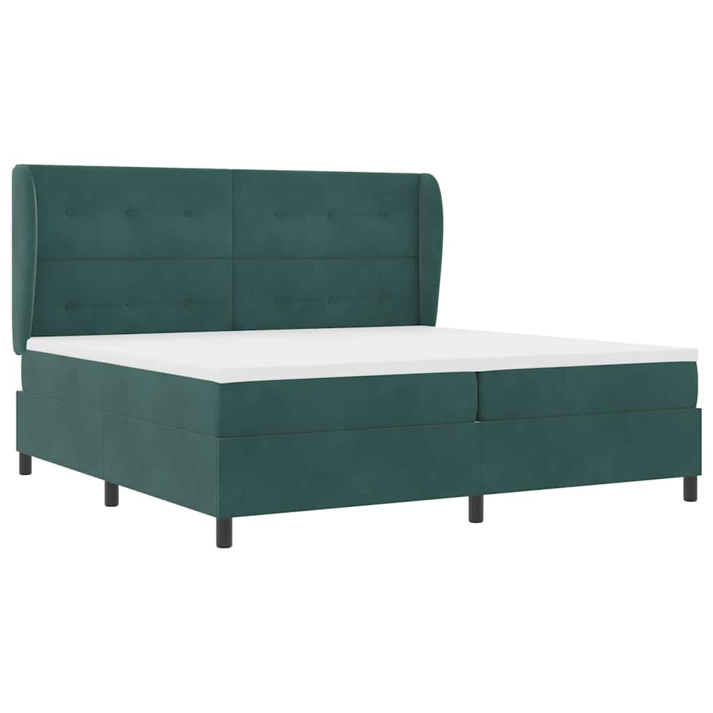 Letto a molle con testiera Verde Scuro 200 x 200 cm Velluto | homemem39