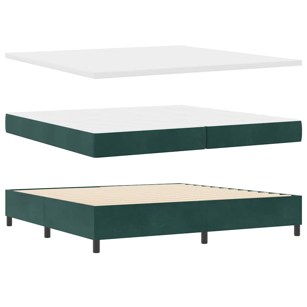 Letto a molle con testiera Verde Scuro 200 x 200 cm Velluto | homemem39
