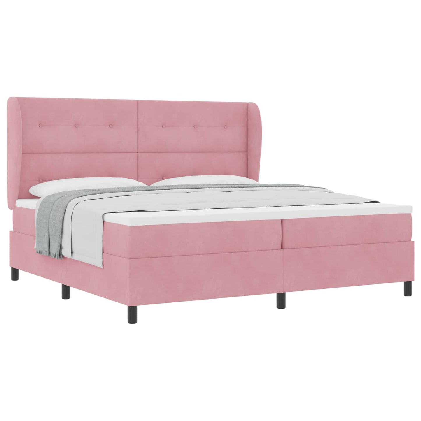 Letto a molle con testiera Rosa 200 x 200 cm Velluto | homemem39