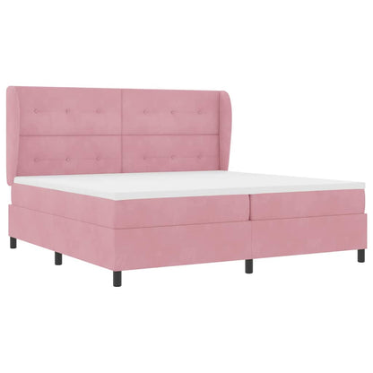 Letto a molle con testiera Rosa 200 x 200 cm Velluto | homemem39