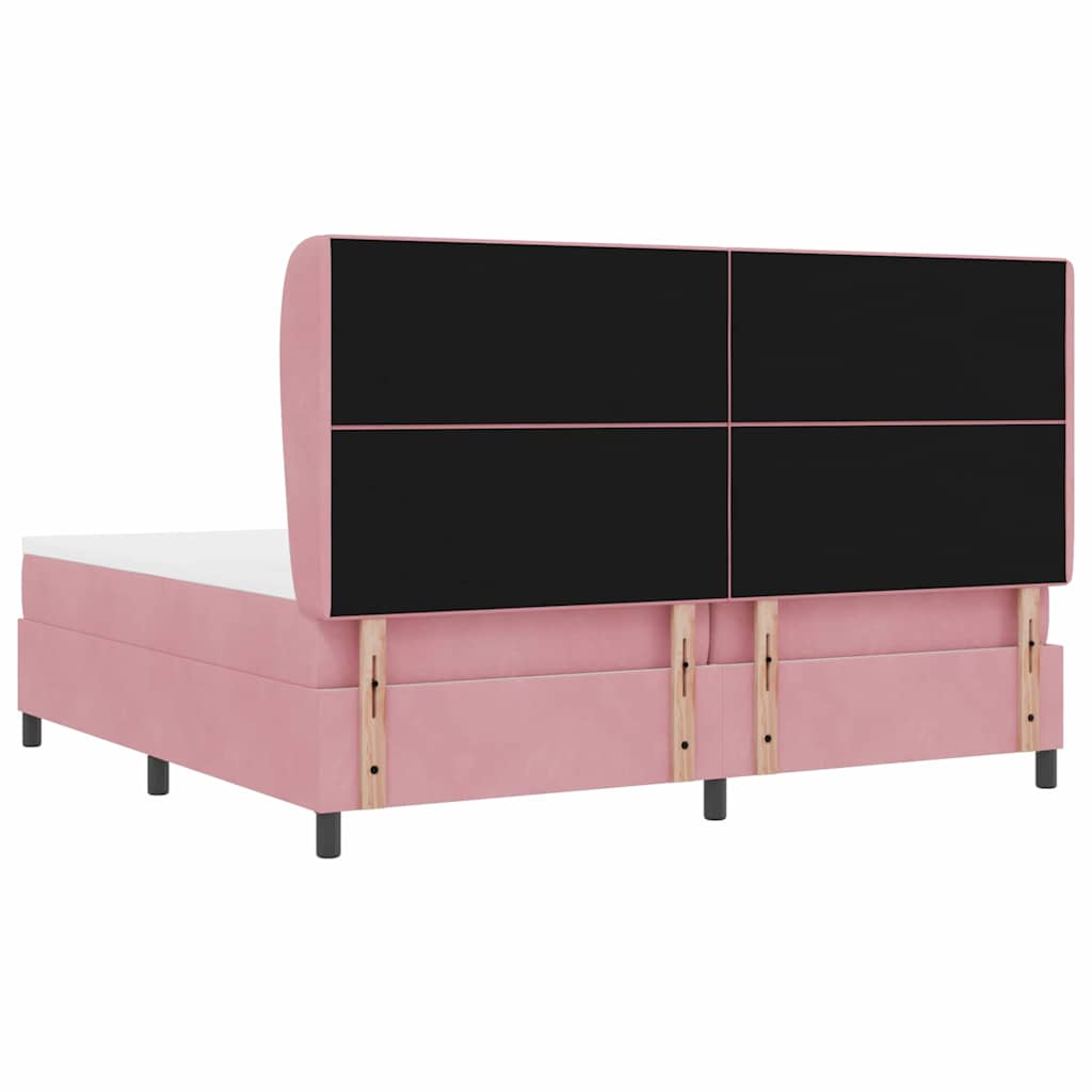 Letto a molle con testiera Rosa 200 x 200 cm Velluto | homemem39