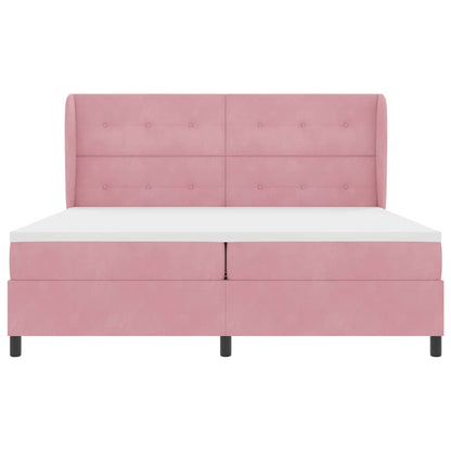 Letto a molle con testiera Rosa 200 x 200 cm Velluto | homemem39