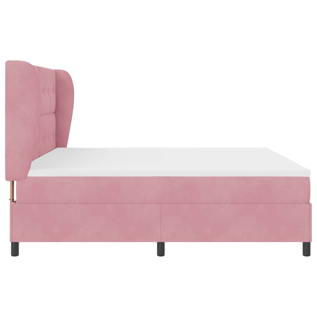 Letto a molle con testiera Rosa 200 x 200 cm Velluto | homemem39