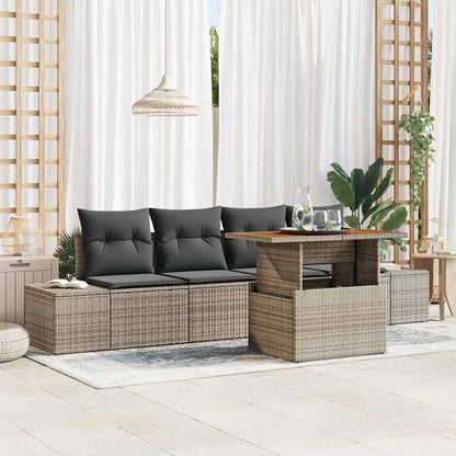 Set Divano da Giardino 5 pz Grigio e Marrone