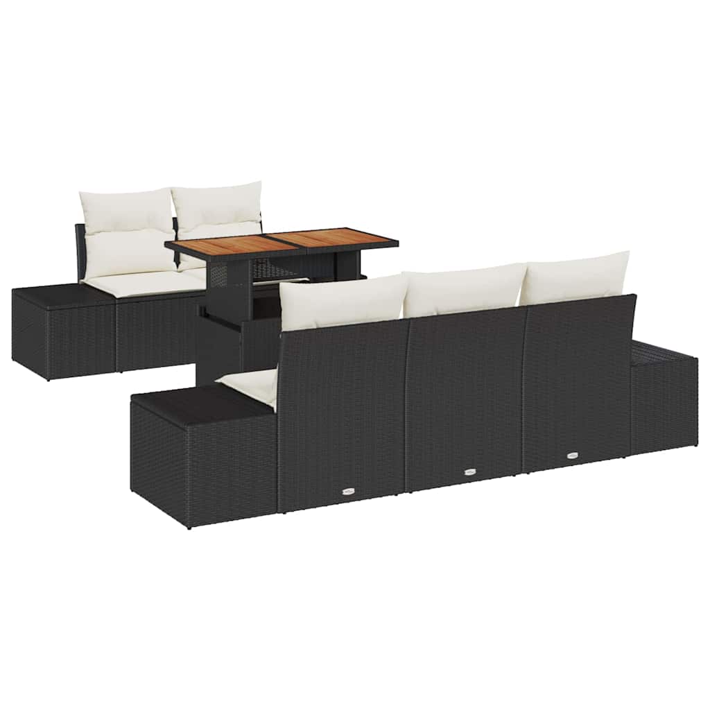 Set Divano da Giardino 6 pz Nero e Crema