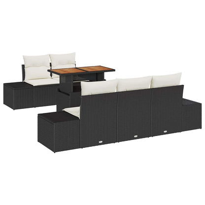 Set Divano da Giardino 6 pz Nero e Crema