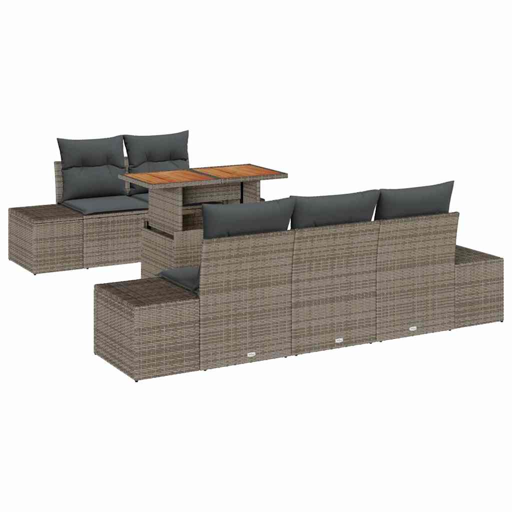 Set Divano da Giardino 6 pz Grigio e Marrone