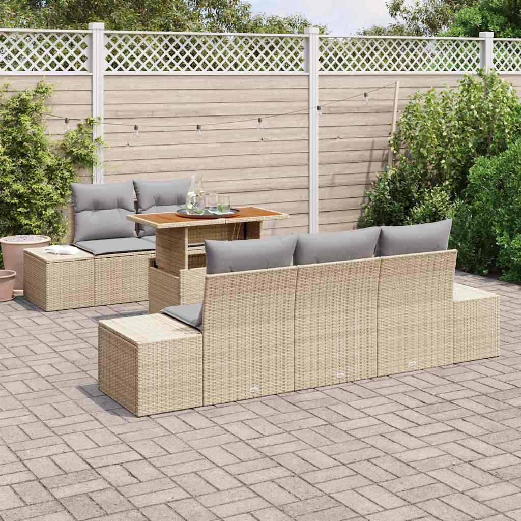 Set Divano da Giardino 6 pz Beige e grigio