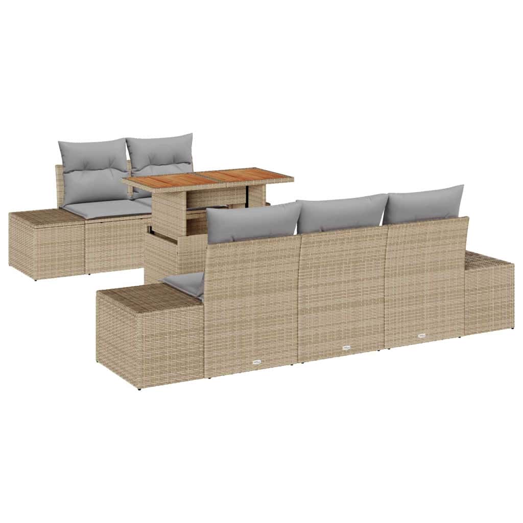 Set Divano da Giardino 6 pz Beige e grigio