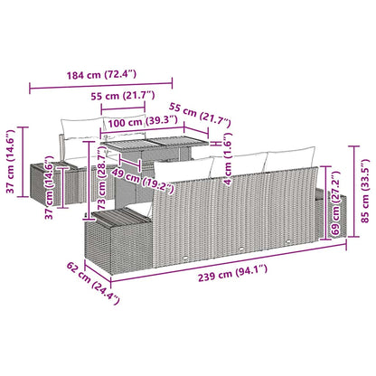 Set Divano da Giardino 6 pz Beige e grigio