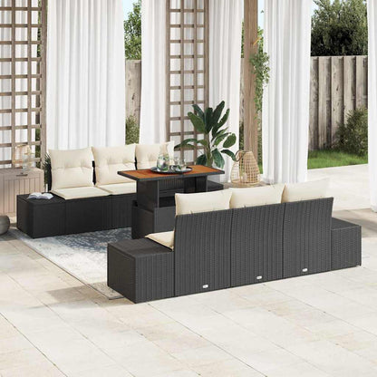 Set Divano da Giardino 7 pz Nero e Crema