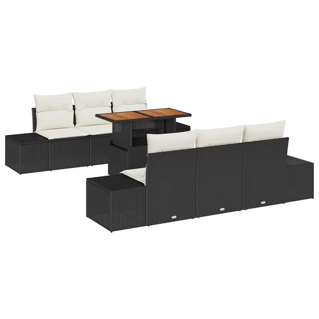 Set Divano da Giardino 7 pz Nero e Crema
