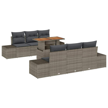 Set Divano da Giardino 7 pz Grigio e Marrone