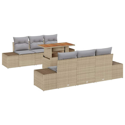 Set Divano da Giardino 7 pz Beige e grigio