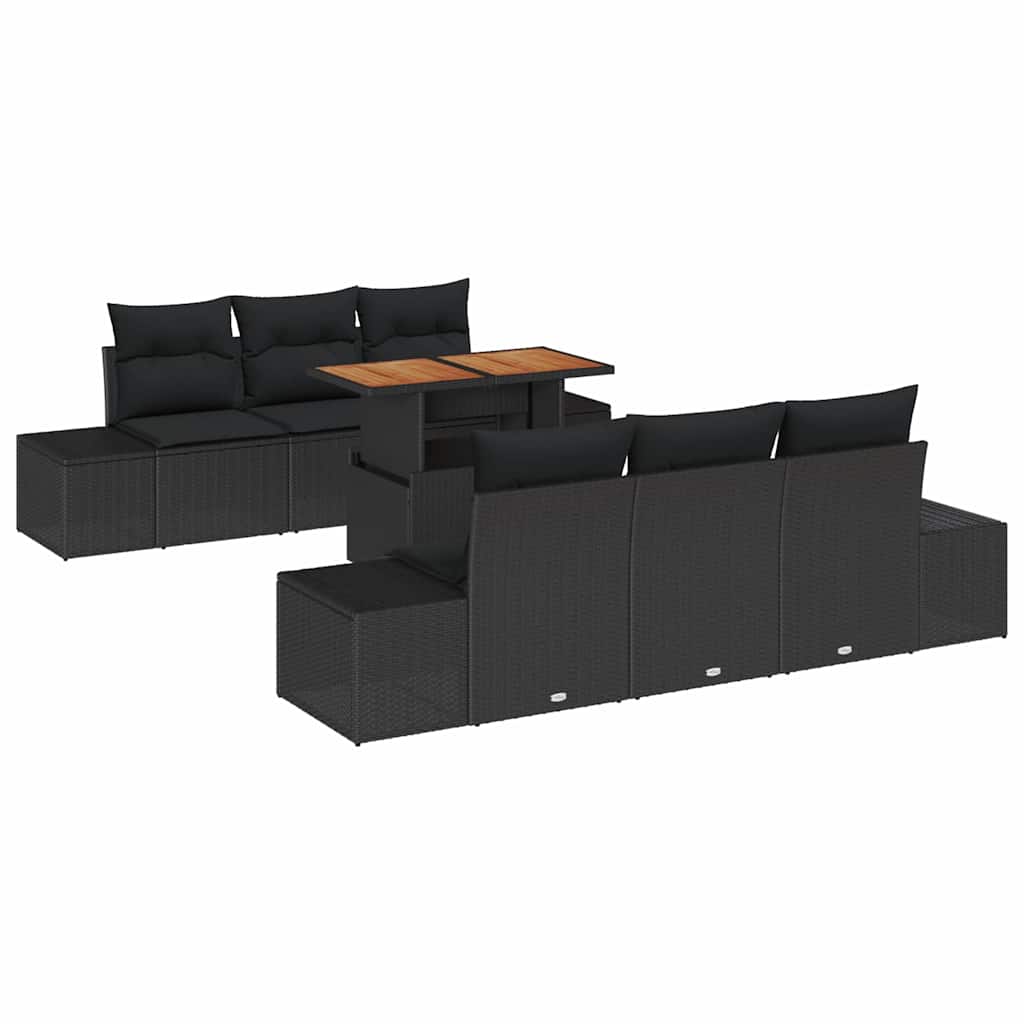 Set Divano da Giardino 7 pz Nero polyrattan | homemem39