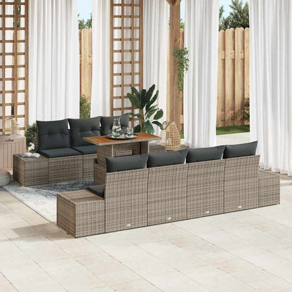 Set da Pranzo per Giardino con cuscino 8 pcs Grigio e Marrone | homemem39