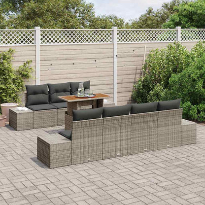 Set da Pranzo per Giardino con cuscino 8 pcs Grigio e Marrone | homemem39