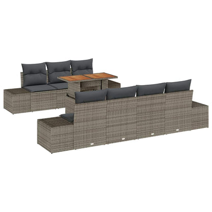 Set da Pranzo per Giardino con cuscino 8 pcs Grigio e Marrone | homemem39