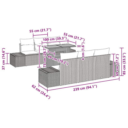 Set da Pranzo per Giardino con cuscino 8 pcs Beige e Crema