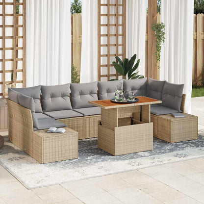 Set Divano da Giardino 8 pz Beige e grigio