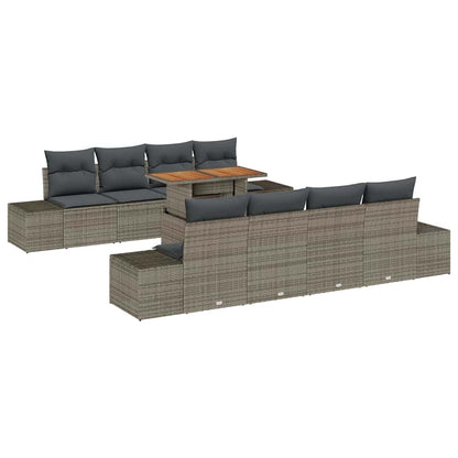 Set da Pranzo per Giardino con cuscino 9 pcs Grigio e Marrone | homemem39