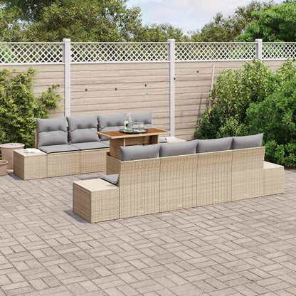 Set da Pranzo per Giardino con cuscino 9 pcs Beige e grigio | homemem39