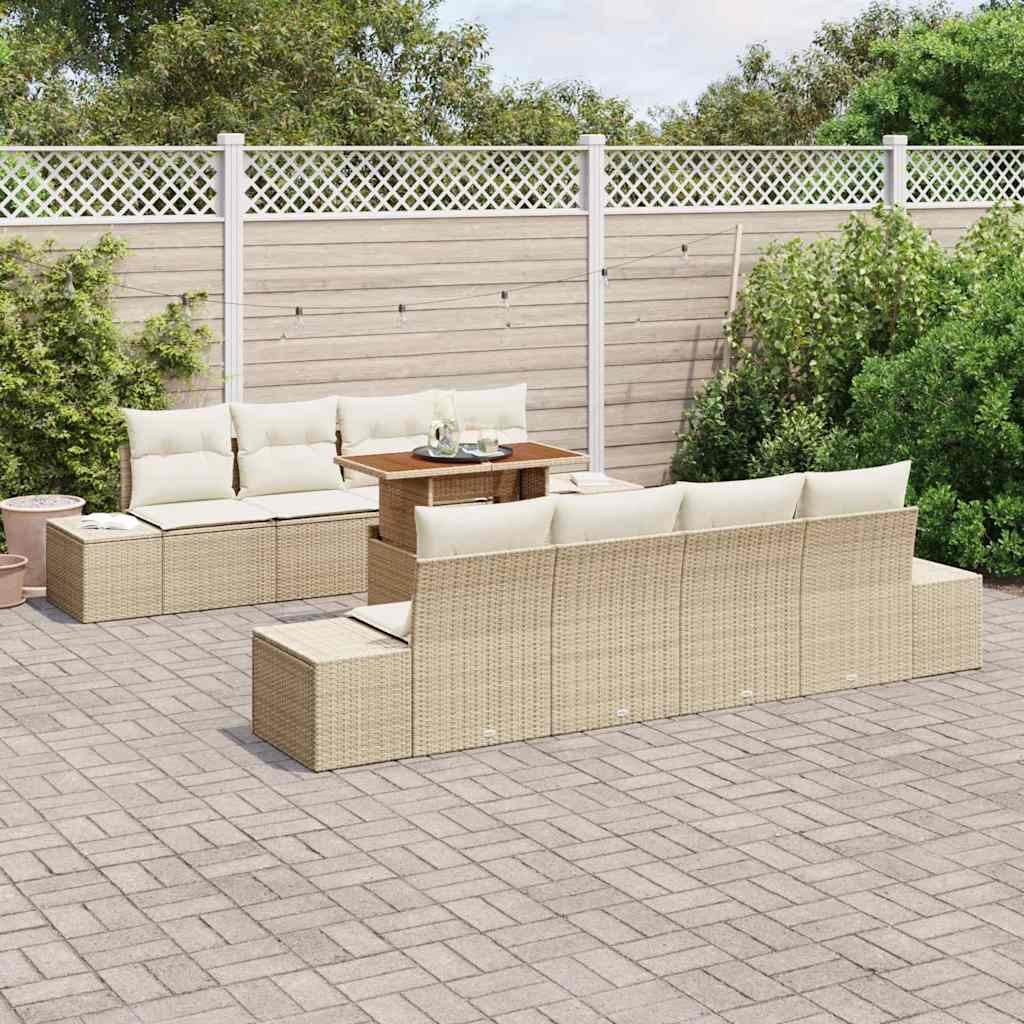 Set da Pranzo per Giardino con cuscino 9 pcs Beige e Crema | homemem39