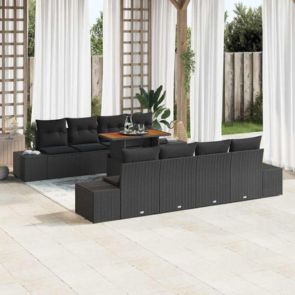 Set da Pranzo per Giardino con cuscino 9 pcs Nero e Marrone | homemem39
