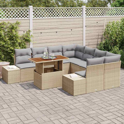 Set Divano da Giardino 9 pz Beige e grigio