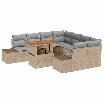 Set Divano da Giardino 9 pz Beige e grigio