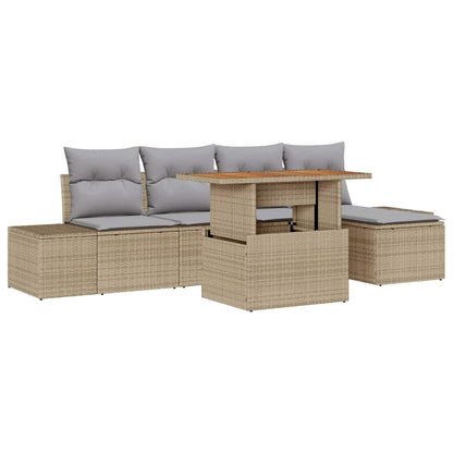 Set Divano da Giardino 6 pcs Beige e grigio
