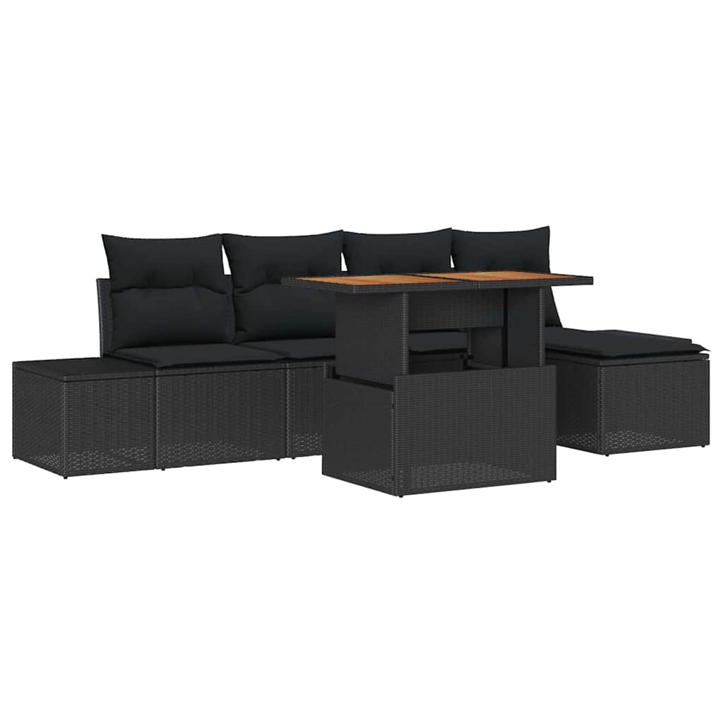 Set Divano da Giardino 6 pz Nero polyrattan | homemem39