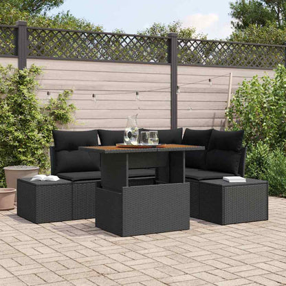 Set Divano da Giardino 5 pz Nero e Marrone