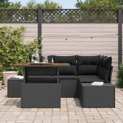Set Divano da Giardino 5 pz Nero e Marrone | homemem39