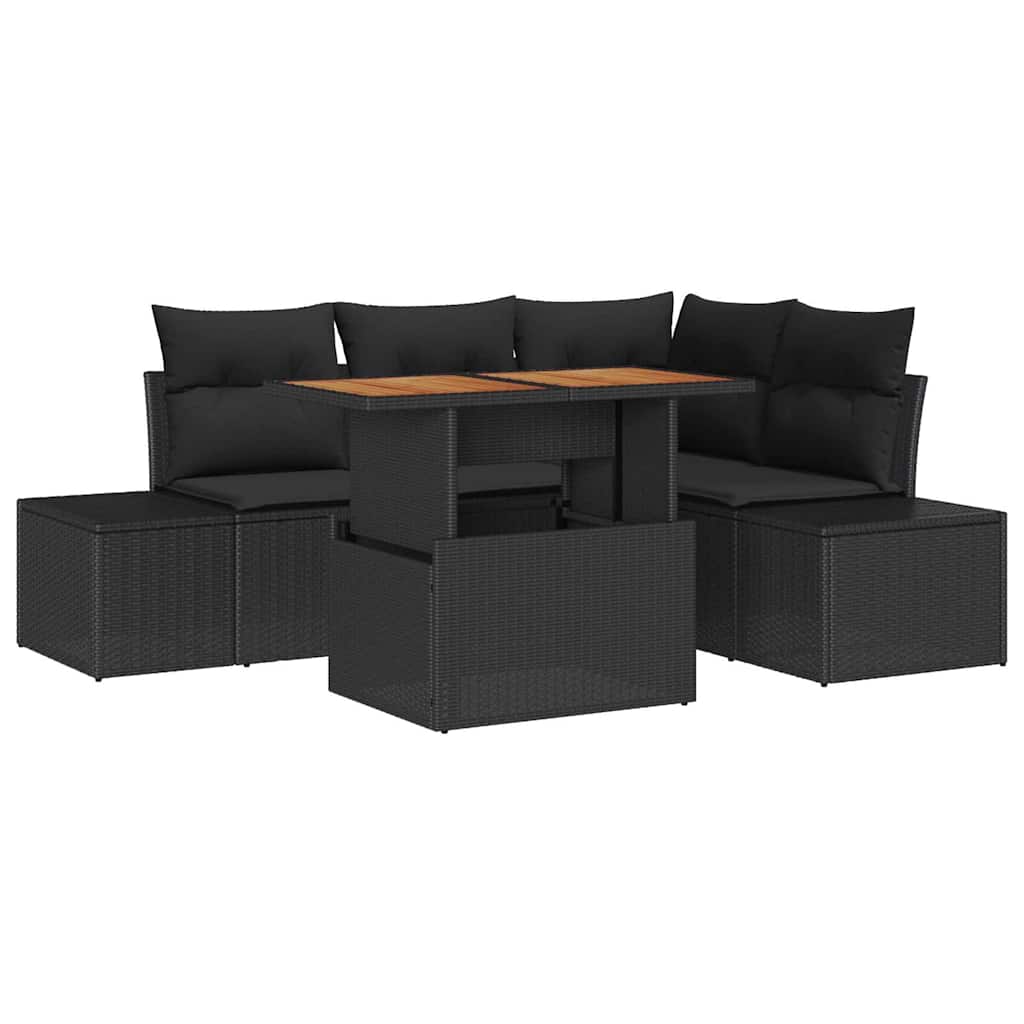 Set Divano da Giardino 5 pz Nero e Marrone | homemem39