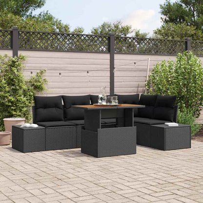 Set Divano da Giardino 6 pz Nero polyrattan