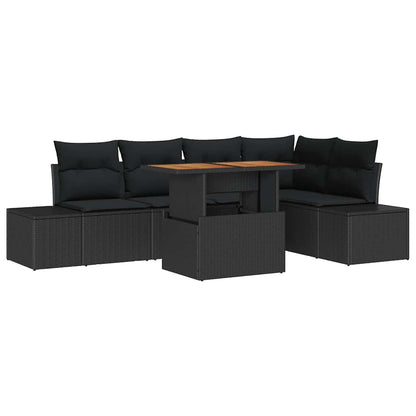 Set Divano da Giardino 6 pz Nero polyrattan