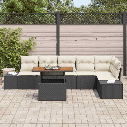 Set Divano da Giardino 7 pz Nero e Crema