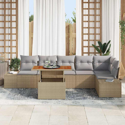 Set Divano da Giardino 7 pz Beige e grigio