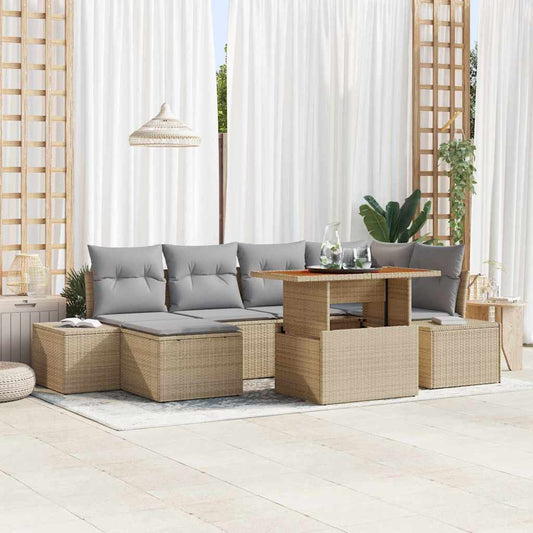 Set Divano da Giardino 7 pz Beige e grigio | homemem39