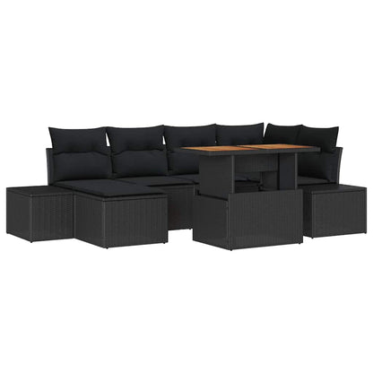 Set Divano da Giardino 7 pcs Nero e Marrone | homemem39