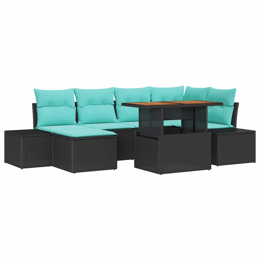 Set da Pranzo per Giardino 7 pz Nero e Verde acqua | homemem39