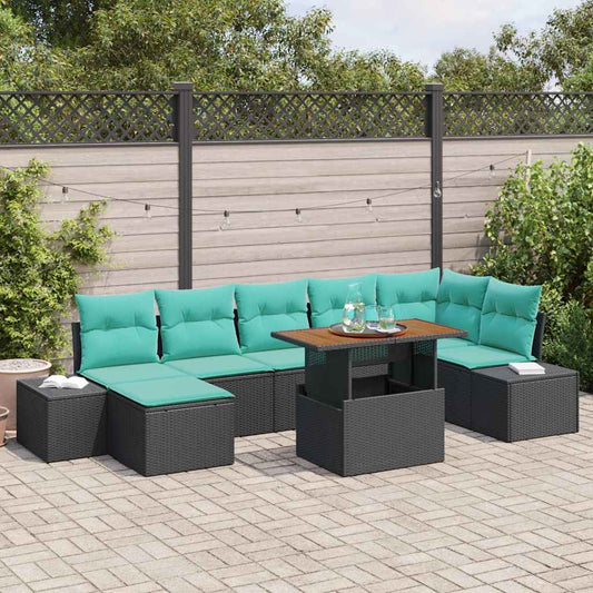 Set Divano da Giardino 8 pz Nero e Verde acqua | homemem39