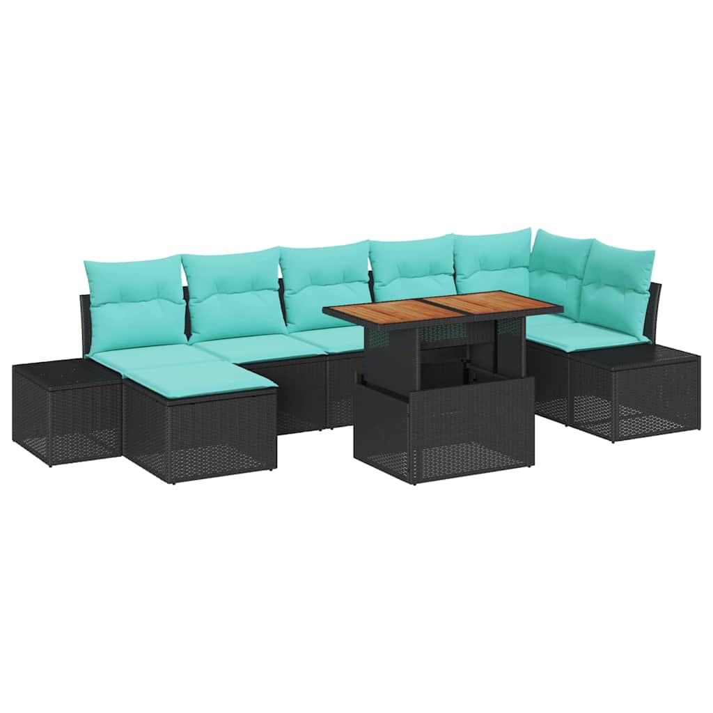 Set Divano da Giardino 8 pz Nero e Verde acqua | homemem39