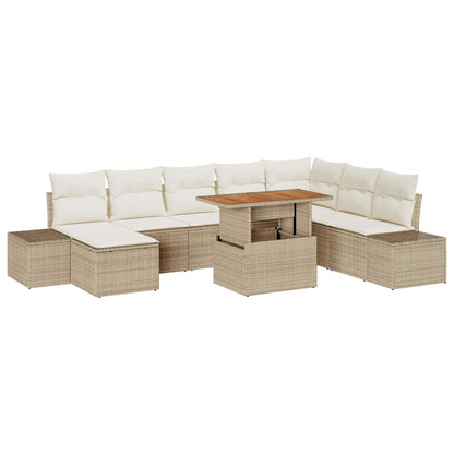 Set Divano da Giardino 9 pcs Beige e Crema