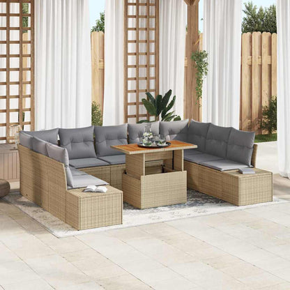 Set Divano da Giardino 10 pz Beige e grigio