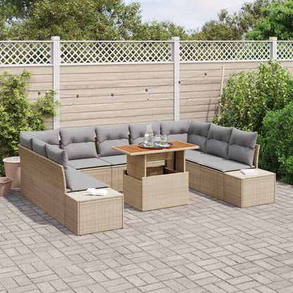 Set Divano da Giardino 10 pz Beige e grigio