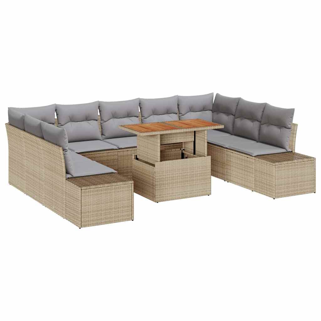 Set Divano da Giardino 10 pz Beige e grigio
